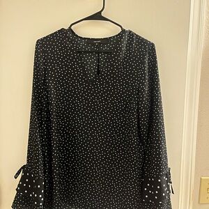 Vero Moda Navy Blue Polka Dot Long Sleeve Blouse | Size M